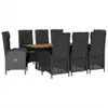 9-tlg. Garten-Essgruppe mit Kissen Schwarz Poly Rattan Produktbild-Vorschau 1