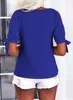 Damen-T-Shirt mit V-Ausschnitt und schulterfreiem Design Produktbild-Vorschau 3