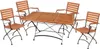 A wooden table and four chairs set against a white background. Produktbild-Vorschau