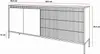 A line drawing of a black sideboard with white doors and drawers, showing dimensions. Produktbild-Vorschau
