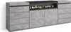 A modern sideboard with drawers and an electric fireplace. Produktbild-Vorschau
