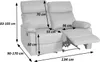 A diagram showing the dimensions of a recliner sofa. Produktbild-Vorschau