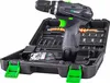 A black and green cordless drill with accessories in an open black case. Náhľad obrázku produktu