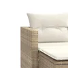 Close-up of a beige poly rattan sofa armrest and cushions. Produktbild-Vorschau