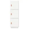 A tall, narrow white cabinet with three doors, each with a small brown handle. Anteprima dell’immagine prodotto
