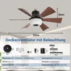 Stropný ventilátor s výkonom 40 W, s osvetlením a Bluetooth Náhľad obrázku produktu 9