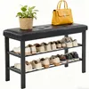Un banc pour changer les chaussures avec une étagère à Voir les images du produit 1