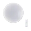 A white circular LED ceiling light and a white remote control are shown against a white background. Podgląd zdjęcia produktu