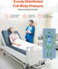 A nurse is talking to a patient in a hospital bed. The image highlights features of the mattress. Produktbild-Vorschau