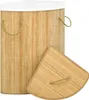 vidaXL Rohový koš na prádlo Bamboo 60 L Náhled obrázku produktu 1