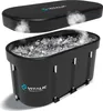 A black ice bath tub filled with ice and water, with its lid slightly ajar, showing steam rising. Anteprima dell’immagine prodotto