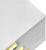 A close-up view of the corner of a white cabinet or dresser, showing the ribbed side and gold drawer pulls. Podgląd zdjęcia produktu