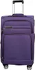 A purple suitcase with a telescopic handle and wheels, shown from the front. Produktbild-Vorschau
