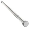 A silver shower curtain rod with white end caps, presented on a white background. Náhľad obrázku produktu