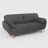 A dark gray sofa with wooden legs against a light gray background. Voir les images du produit