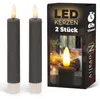 LED tyčkové svíčky s časovačem, šedé, 2 ks, do interiéru, s Náhled obrázku produktu 1