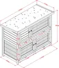 A technical drawing with dimensions of a multi-level rabbit hutch. Produktbild-Vorschau
