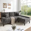 Merax L-Form Ecksofa mit Schlaffunktion, 3-Sitzer Chenille Produktbild-Vorschau 1