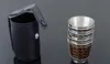 4er Set kleine lederbezogene Metallgläser 30 ml im Etui Produktbild-Vorschau 2