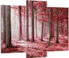 Bild auf Leinwand - Leinwandbild - 3 Teile - Wald Rot Bäume Produktbild-Vorschau 1