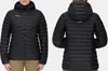 Front and back view of a black hooded jacket worn by a person. Produktbild-Vorschau