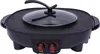 A black electric grill and hot pot combination with a glass lid and two red control knobs on a white background. Produktbild-Vorschau