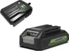 A Greenworks 24V battery and charger are shown against a white background. Náhled obrázku produktu