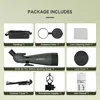 A collage of images showing the contents of a spotting scope package. Produktbild-Vorschau