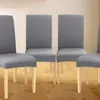 6x Stuhlhussen Stretch Grau Elastische Stuhlbezüge Produktbild-Vorschau 3