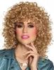 A woman wearing a blonde curly wig and a blue jacket, posing against a white background. Náhled obrázku produktu