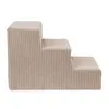 A three-step pet stair made of beige corduroy fabric, shown against a white background. Náhled obrázku produktu