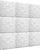A grid of nine white decorative wall panels with a raised floral pattern. Produktbild-Vorschau