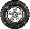 A car tire with snow chains installed, shown on a white background. Produktbild-Vorschau