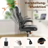 A black office chair is shown with various features highlighted by text and diagrams. Voir les images du produit