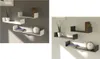 Two side-by-side images showing sets of wall shelves with decorative items. Voir les images du produit