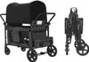 A black and gray wagon is shown from the front, and a folded version of the same wagon is shown from the side. Náhľad obrázku produktu
