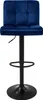 A blue upholstered bar stool with a black metal base and stem, shown against a white background. Náhľad obrázku produktu