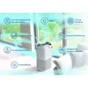 An air purifier is shown in a living room setting, with various pollutants it can filter illustrated around it. Podgląd zdjęcia produktu