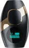 A close-up studio shot of a sleek, black and gold hair removal device with a digital display. Produktbild-Vorschau