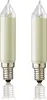 Two candle-shaped LED light bulbs with E14 bases are shown against a white background. Produktbild-Vorschau