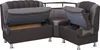 A sectional sofa with its storage compartments open, displayed against a white background. Produktbild-Vorschau