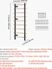 A wall-mounted gym ladder with dimensions and accessories listed. Produktbild-Vorschau