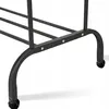 A close-up view of the bottom section of a black metal garment rack with wheels. Anteprima dell’immagine prodotto