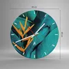 Wanduhr - Rund - Glasuhr - Blumen Tropen Blätter - 40x40cm Produktbild-Vorschau 3
