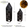 2er Set Laterne Haus 65-95cm Metall Schwarz Deko Windlicht Produktbild-Vorschau 2