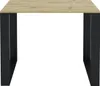 A table with a wooden top and black legs, shown from the front against a white background. Náhled obrázku produktu