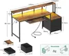 Scrivania Coleshome con cassetti e USB, 140x48cm, luce LED, Anteprima dell’immagine prodotto 3