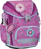 A pink school backpack with a donut and candy design. Produktbild-Vorschau