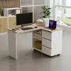 Eckschreibtisch mit Computerablage, Regalen und Schubladen Produktbild-Vorschau 2