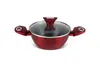 A red pot with a glass lid is shown against a white background. Podgląd zdjęcia produktu